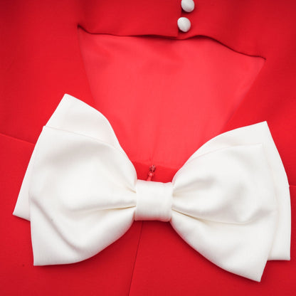 Cherry Red Mini Dress with Back Bow Detail for Women - Irene