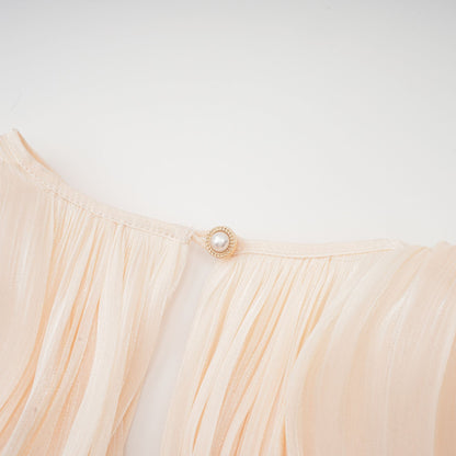 Peach Pleated Blouse with Belt for Women - Lara