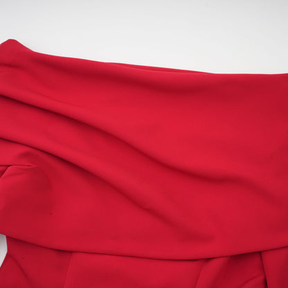 Cherry Red Off Shoulder Pleated Maxi Dress for Women - Serena