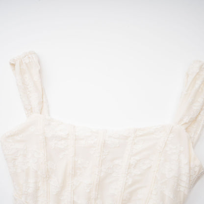 Ivory Lace Maxi Dress with Wide Straps for Women - Emma