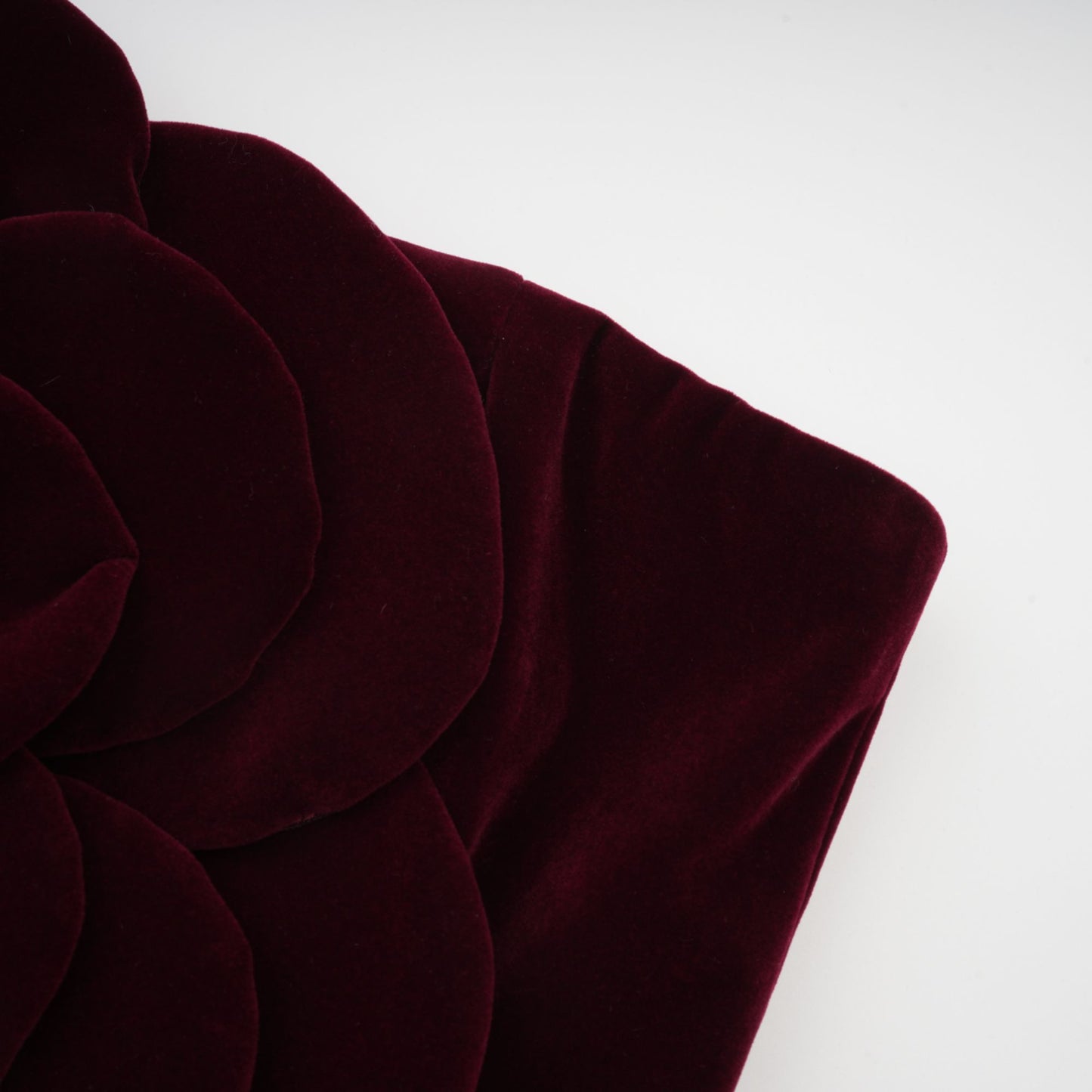 Burgundy Strapless Mini Dress with Velvet Flower Detailing for Women - Angelica