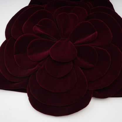 Burgundy Strapless Mini Dress with Velvet Flower Detailing for Women - Angelica