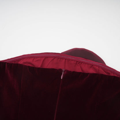 Burgundy Strapless Mini Dress with Velvet Flower Detailing for Women - Angelica