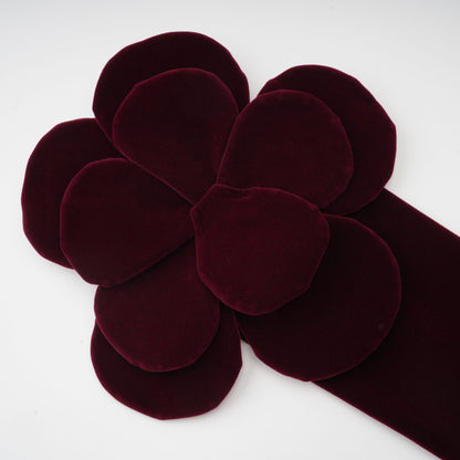 Burgundy Strapless Mini Dress with Velvet Flower Detailing for Women - Angelica