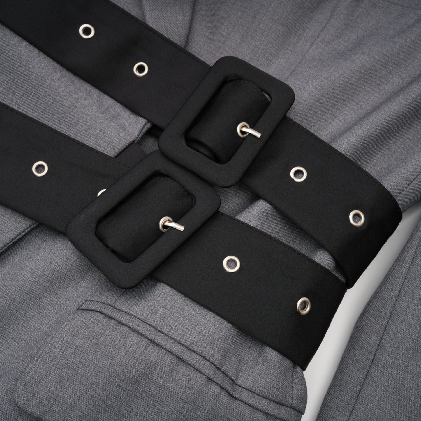 Grey Blazer with Belt and Pocket Detailing for Women - Francesca