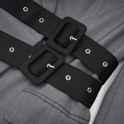 Grey Blazer with Belt and Pocket Detailing for Women - Francesca