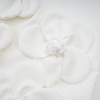 White Floral Appliqué Mini Dress with One Shoulder Strap for Women - Elena