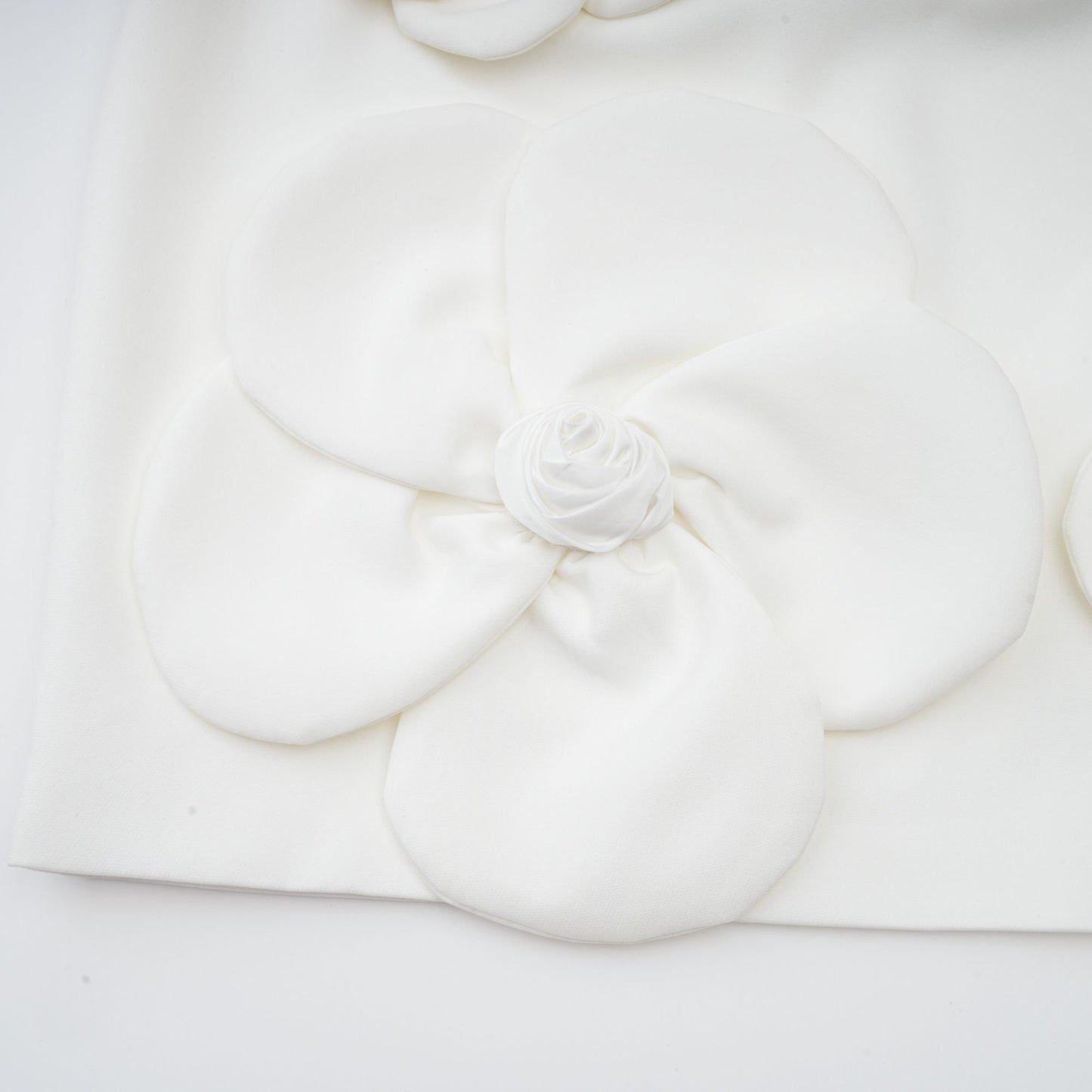 White Floral Appliqué Mini Dress with One Shoulder Strap for Women - Elena