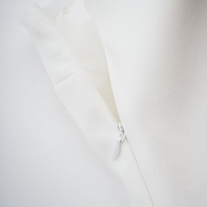 White Floral Appliqué Mini Dress with One Shoulder Strap for Women - Elena