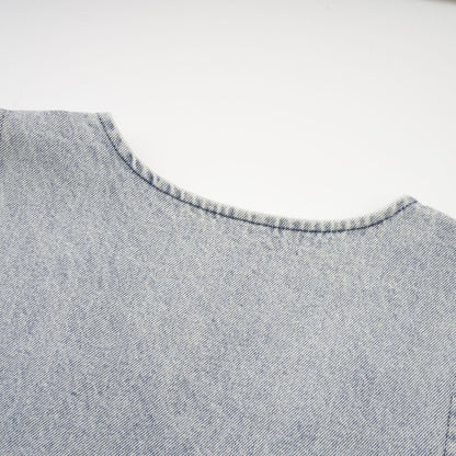 Light Blue Sleeveless Mini Dress with Rhinestone Trim for Women - Giusy