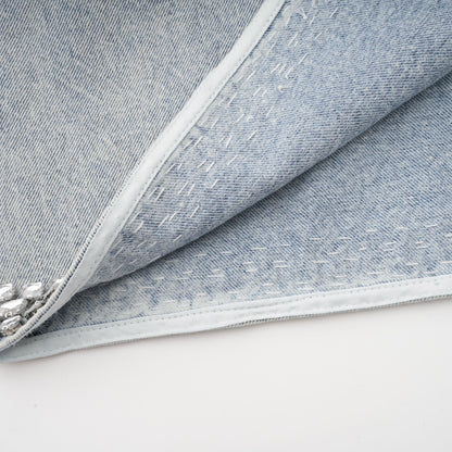 Light Blue Sleeveless Mini Dress with Rhinestone Trim for Women - Giusy