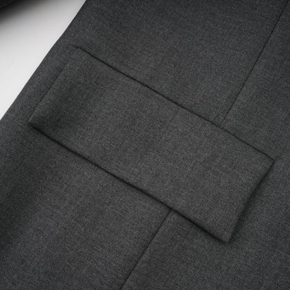 Charcoal Grey Lace Trim Blazer Jacket with Pockets for Women - Diana