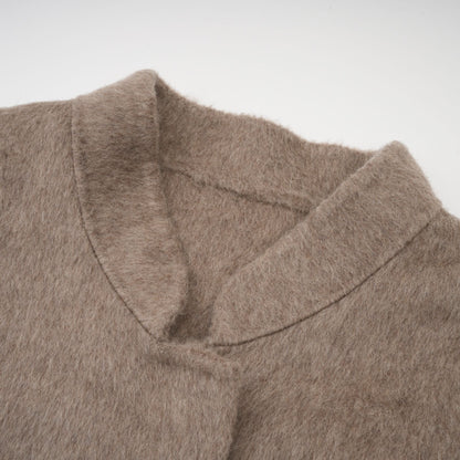 Beige Wool Coat with Faux Fur Collar for Women - Allegra