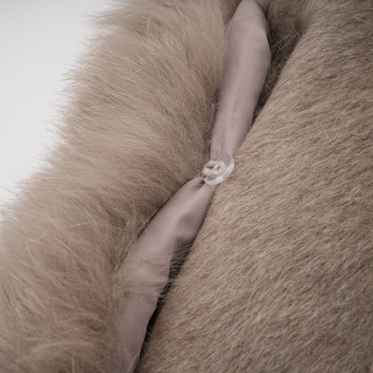 Beige Wool Coat with Faux Fur Collar for Women - Allegra