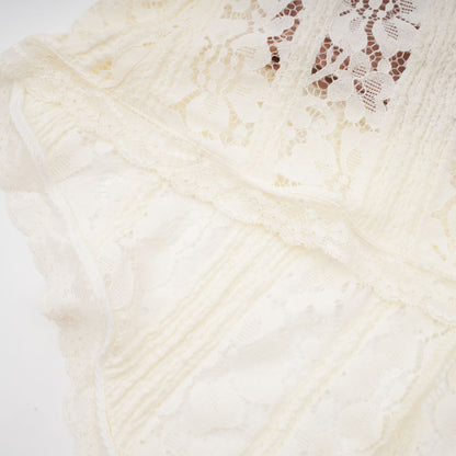 Ivory White Lace Maxi Dress with Off Shoulder Sleeves for Women - Lucrezia