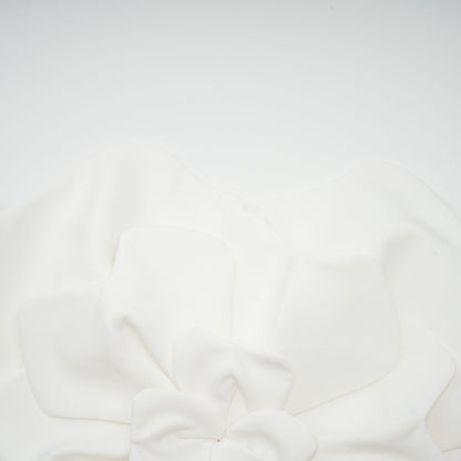 White Strapless Floral Top with 3D Appliqué for Women - Sibilla