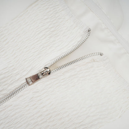 White Strapless Floral Top with 3D Appliqué for Women - Sibilla