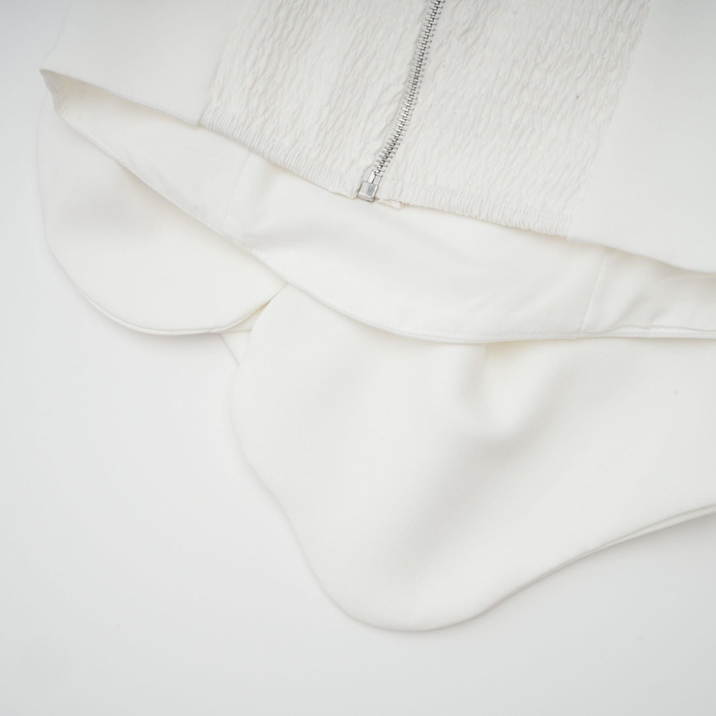 White Strapless Floral Top with 3D Appliqué for Women - Sibilla