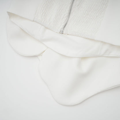 White Strapless Floral Top with 3D Appliqué for Women - Sibilla