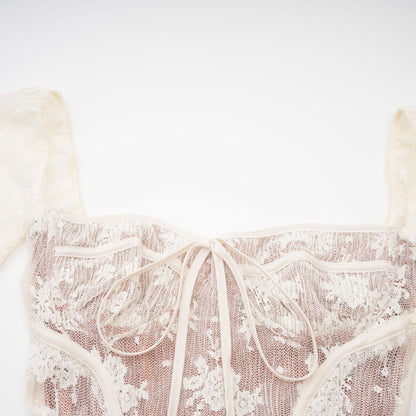 Ivory Lace Maxi Dress with Flared Sleeves for Women - Camilla