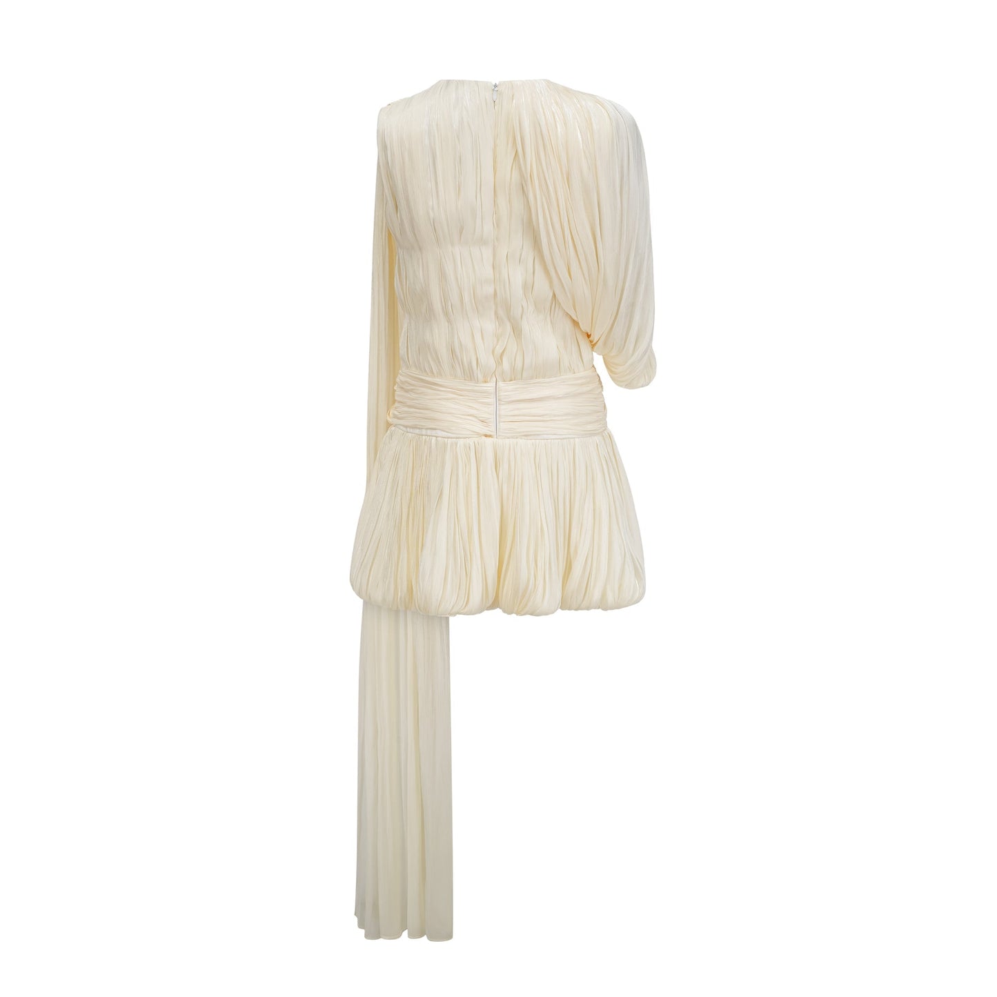 Ivory Pleated Mini Dress with Sash for Women - Elisa