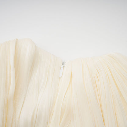 Ivory Pleated Mini Dress with Sash for Women - Elisa