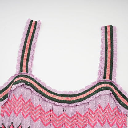 Multi-Color Knit Maxi Dress with Chevron Pattern for Women - Sabrina