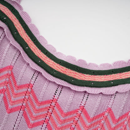 Multi-Color Knit Maxi Dress with Chevron Pattern for Women - Sabrina