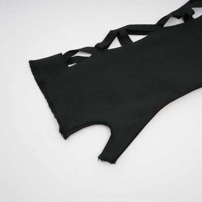 Black Cut-Out Bodysuit with Mesh Detail for Women - Rebecca