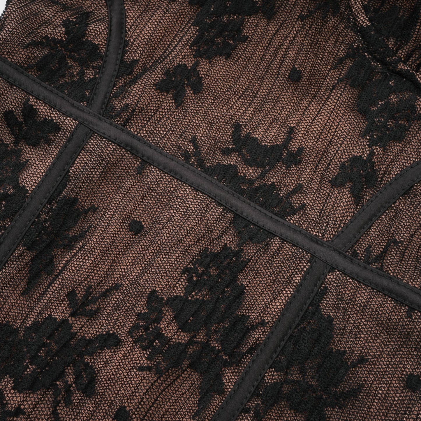 Black Lace Long Sleeve Maxi Dress with Tie Front for Women - Fiammetta