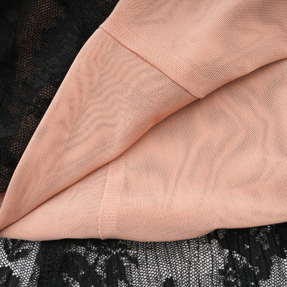 Black Lace Long Sleeve Maxi Dress with Tie Front for Women - Fiammetta