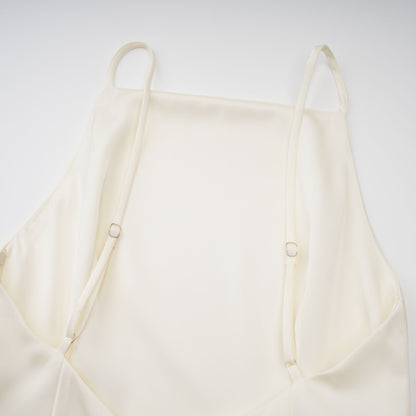 Ivory Layered Ruffle Mini Dress with Cape Sleeves for Women - Costanza