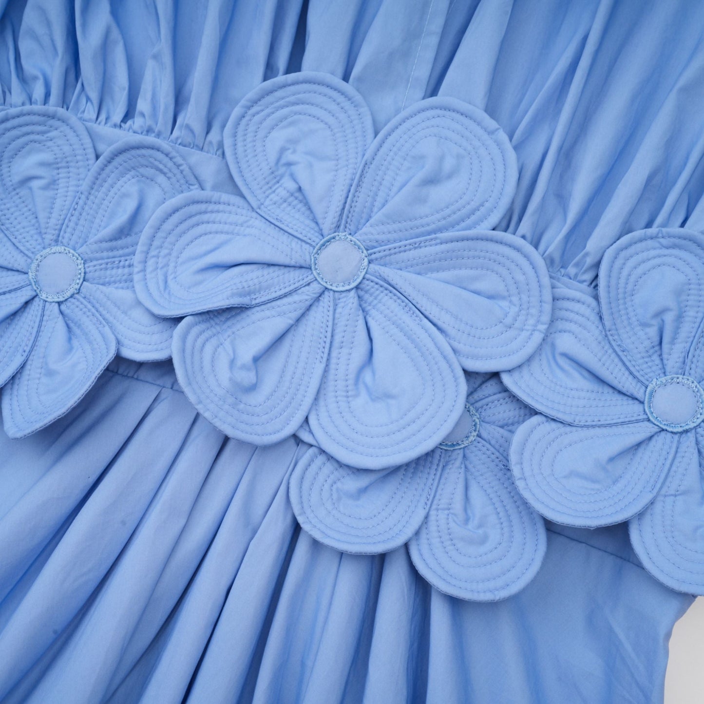 Sky Blue Maxi Dress with Floral Waist Detail for Women - Eva