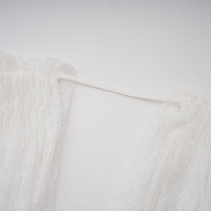 Ivory White Lace Mini Dress with Draped Detail for Women - Michela