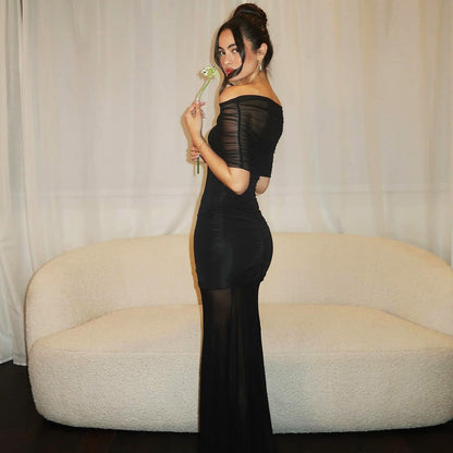 Maternity Maxi Dress with Sheer Skirt for Women - Nives