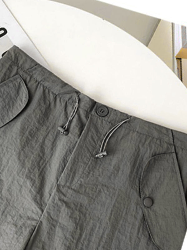 Grey Vintage Street Parachute Cargo Shorts