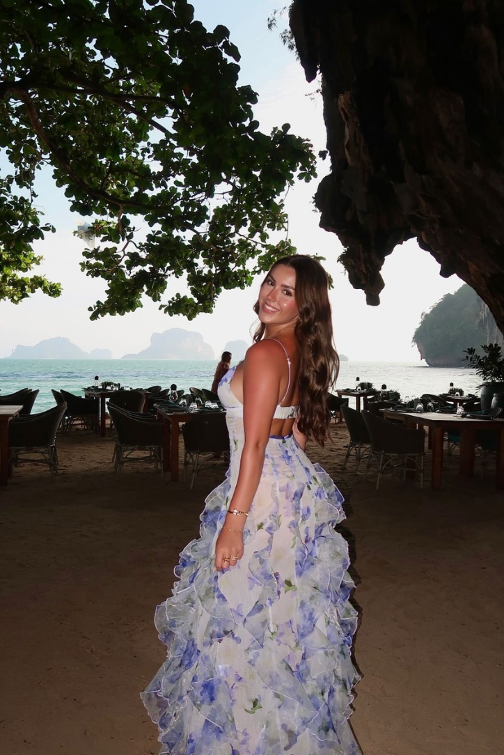 Floral Printed Maxi Dress with Ruffle Hem for Women - Carmela