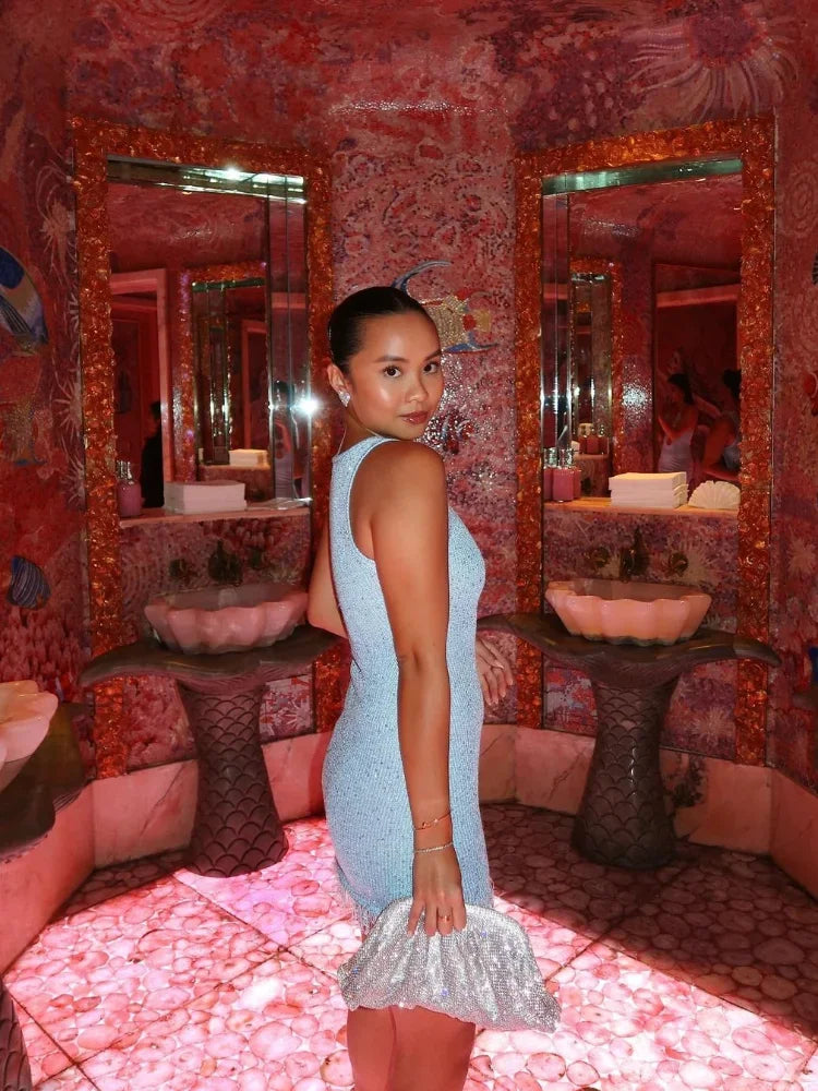 Knit Mini Dress with Fringe Detail for Women - Sara