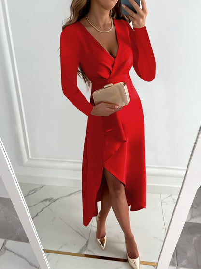 Party V-Neck Sheath Dress | Slit Design