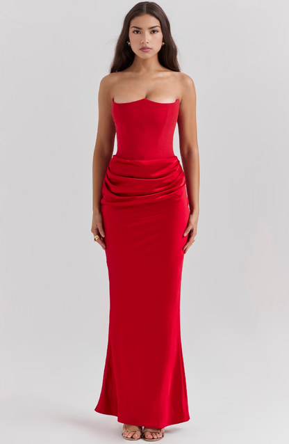 Strapless Maxi Dress with Ruffle Detail for Women - Paola