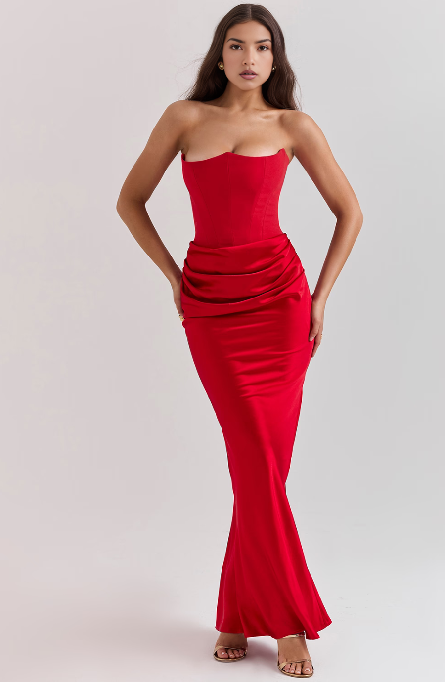 Strapless Maxi Dress with Ruffle Detail for Women - Paola