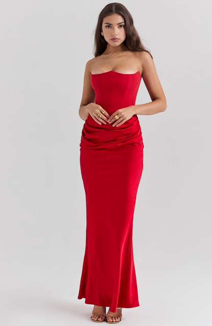 Strapless Maxi Dress with Ruffle Detail for Women - Paola