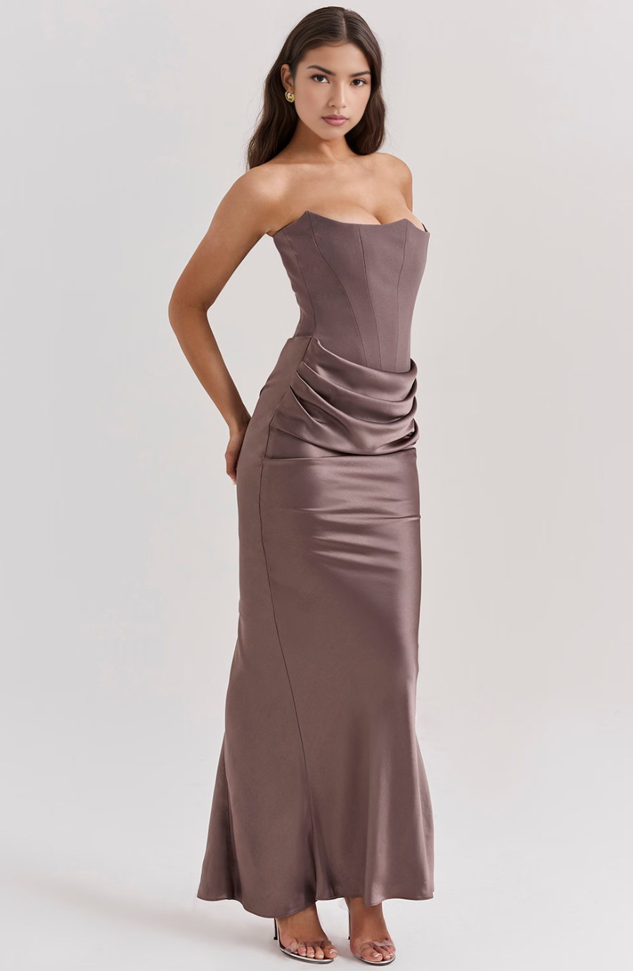 Strapless Maxi Dress with Ruffle Detail for Women - Paola