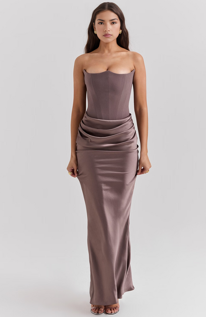 Strapless Maxi Dress with Ruffle Detail for Women - Paola