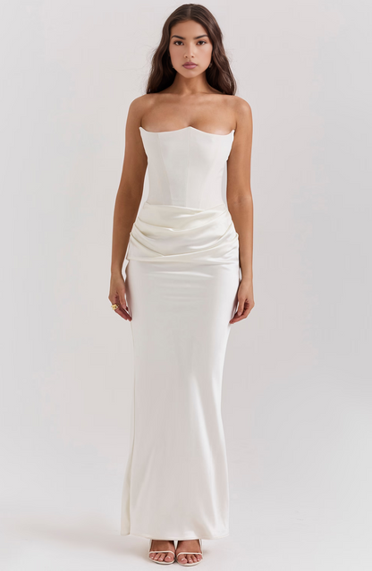 Strapless Maxi Dress with Ruffle Detail for Women - Paola