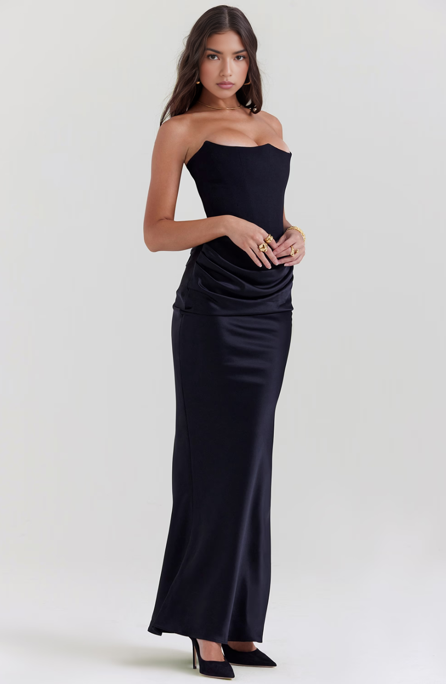 Strapless Maxi Dress with Ruffle Detail for Women - Paola