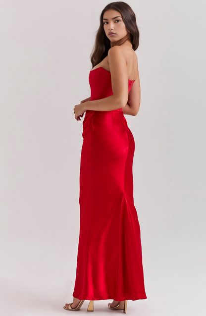 Strapless Maxi Dress with Ruffle Detail for Women - Paola