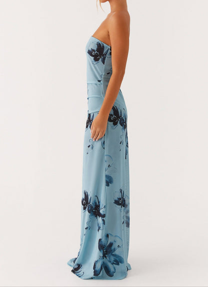 Massima Maxi Dress - Blue Black Floral