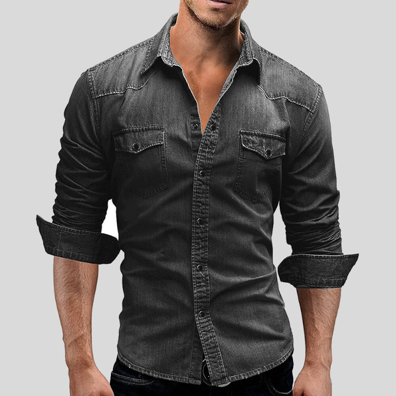 Men's Long Sleeve Button-Up Shirt | with Chest Pockets
