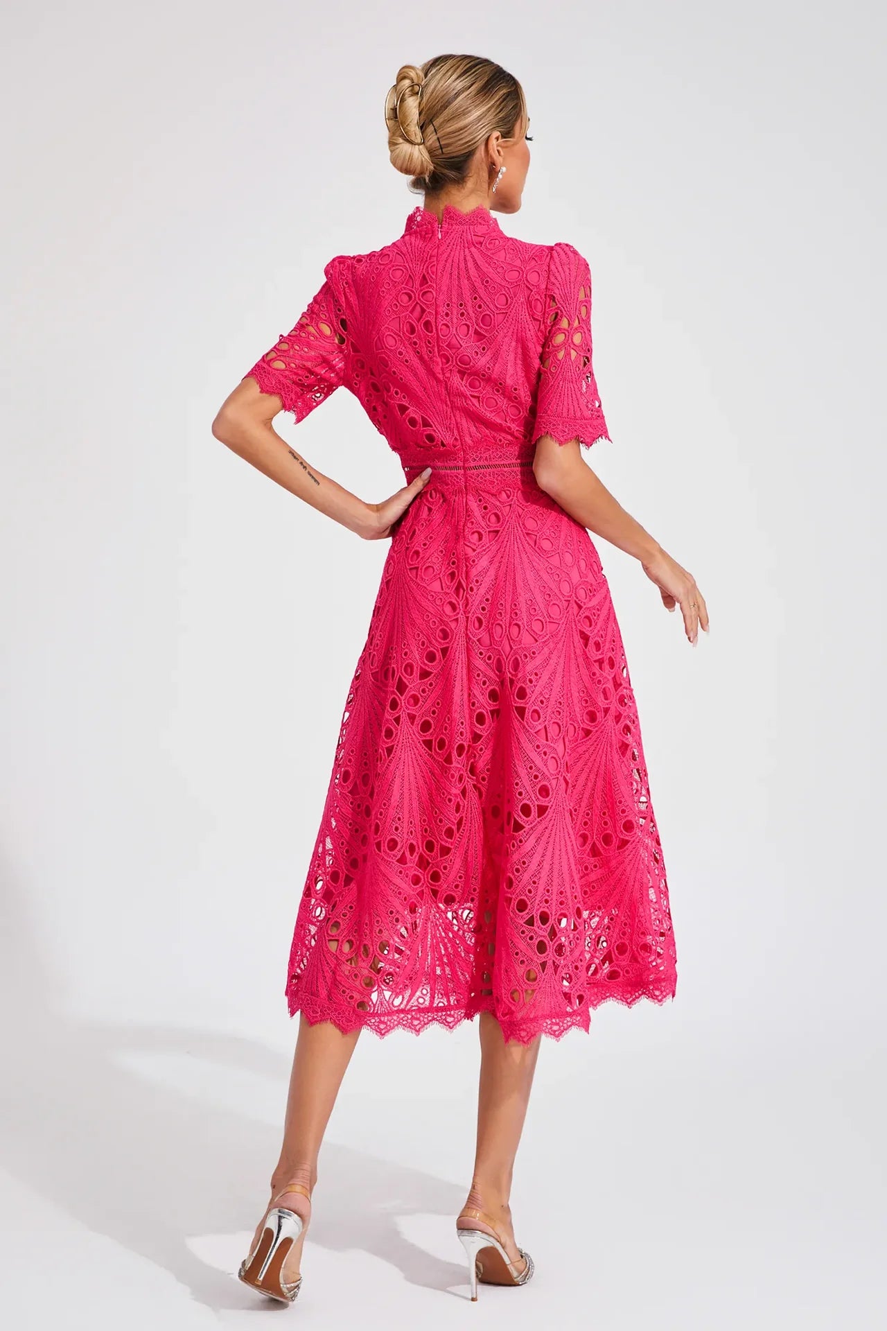 Party Lace Midi Dress | Solid Color
